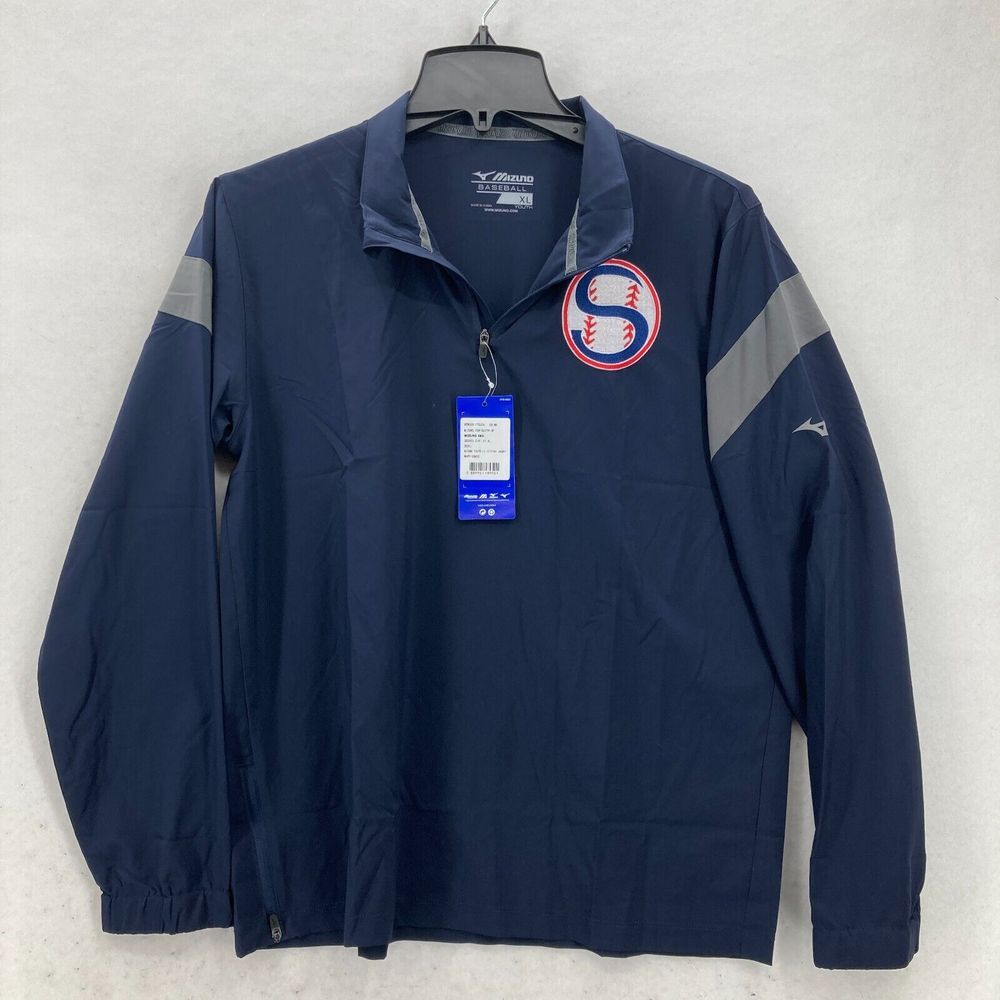 Mizuno Youth XL Baseball Hitting Jacket‎ Navy Blue Quarter Zip Stretch Logo NWT